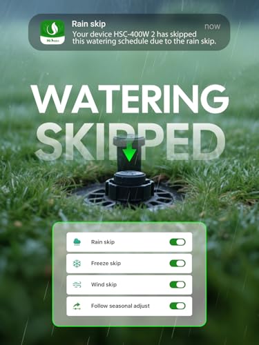 Smart Sprinklers Controller 2.4GHz WiFi, Irrigation Controller Easy Use App Enabled, 4 Zones + 16 Plans, Save Water Auto Skip Rain, Freeze & Wind, 10 Minutes Install - color: Deep Grey