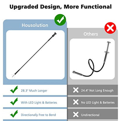 Housolution 28.34in Grabber Tool Magnetic, Bendable with LED Lights, Black - color: Black