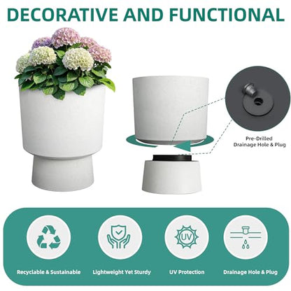 Autodaya 16.75" Urn-Style Planters Set of 2, White Terrazzo Pedestal - color: 16.8"h-white Terrazzo
