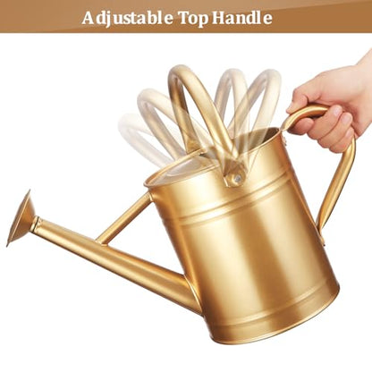 Gold Watering Can for Outdoor&Indoor Plants，1 Gallon - color: Gold