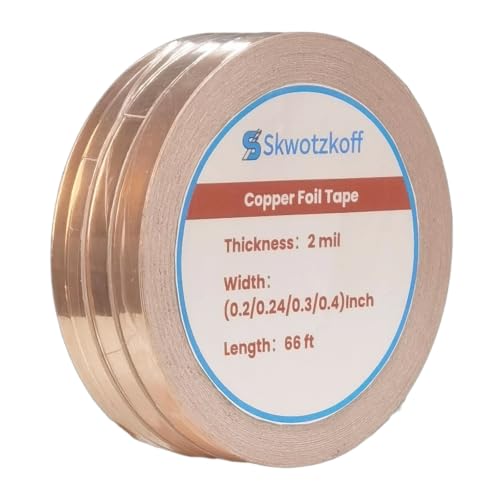 Double-Sided Conductive Copper Foil Tape 0.2/0.24/0.3/0.4"x66Ft,2Mil,4-Pack - size: （0.2/0.24/0.3/0.4）Inch*2mil*66 FT