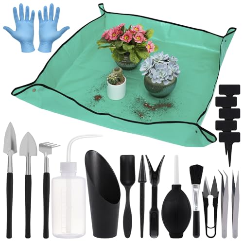 ANPHSIN 20pcs Small Gardening Tools Gifts for Women Beginners, Green - color: Green