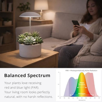 Smart LED Grow Light for Indoor Plants, Programmable Timer and Dim - color: White