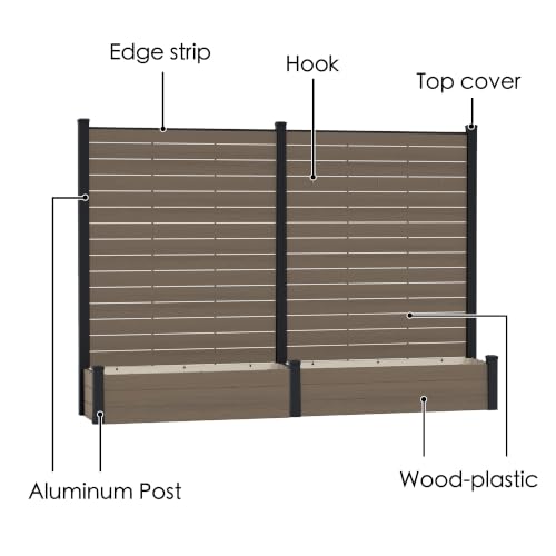 Kozyard 2Pack Privacy Screen with Planter 70"H x 51"W Outdoor Garden Screen - color: Taupe/2Pack