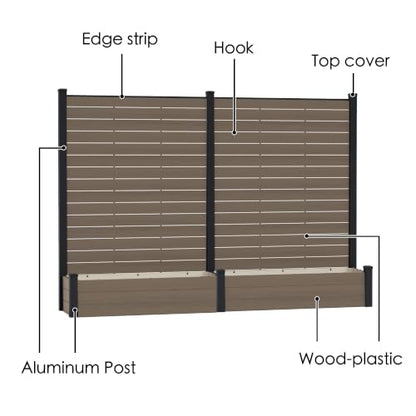 Kozyard 2Pack Privacy Screen with Planter 70"H x 51"W Outdoor Garden Screen - color: Taupe/2Pack