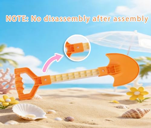 20 Inch Heavy Duty Plastic Beach Shovels for Kids Sand & Snow Digging - color: Orange-Green