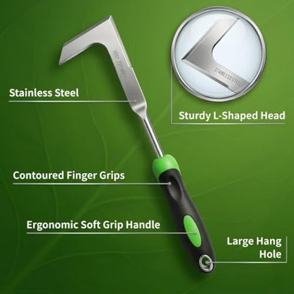 2-Piece Weeding Tool Set, Manual Weed Puller Tool, Crack Weeder Crevice Weeding Tool Stainless Steel, Paving Brick Moss Dandelion Removal, Weed Remover Tool for Garden Patio