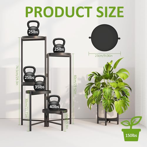 5 Tier Tall Metal Plant Stand, Duty Tiered Flower Shelf for Patio Garden - size: 5 Tier