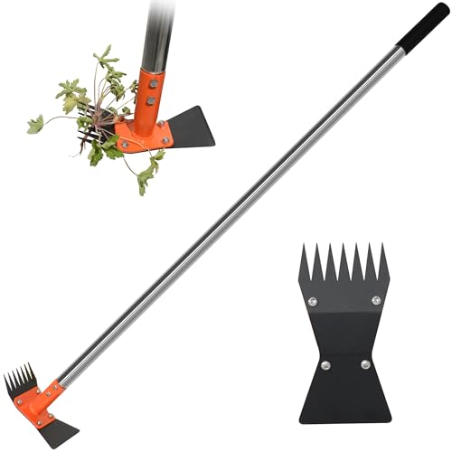 59 Inch One-Piece Handle 2-in-1 Garden Hoe and Weed Puller Tool - size: 59" One-Piece Handle