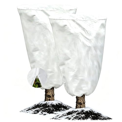 Plant Covers Freeze Protection, 32" x 47" 2.5oz/yd² Reusable Frost Cloth with Drawstring, Winter Plants Jacket Warm Shrubs Cover Blanket Frost Protection for Outdoor Garden Plants, 2 Packs - color: 31X47IN