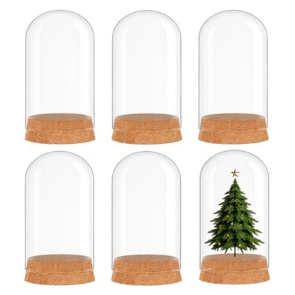 6 Pack Mini Glass Cloche with Cork Base, 2.37x3.94 Clear Bell Jars