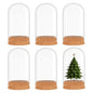 6 Pack Mini Glass Cloche with Cork Base, 2.37x3.94 Clear Bell Jars
