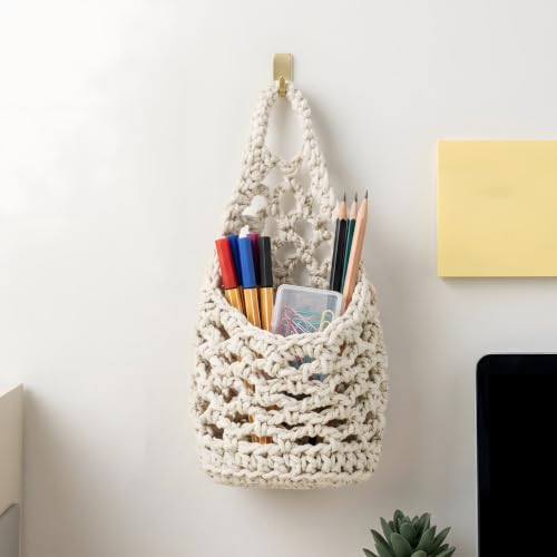 2 Pack 4-inch Macrame Wall Plant Hanger Hanging Planters, Beige - color: Beige, size: 4in