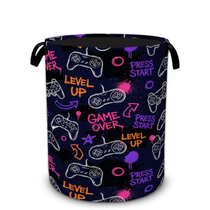 Video Game Laundry Basket,Gamer Controller Collapsible Laundry Hamper with Handles, Waterproof Oxford Cloth Clothes Storage Bin for Bedroom Bathroom Nursery, 20 x 16 in - color: Video Game, Gamer Controller
