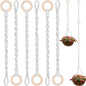 6 Pack Adjustable Macrame Plant Hanger Extender Handmade Woven Hanging Basket Extenders Connectable Rope Hanging Extension with Wooden Ring for Indoor Outdoor Plant Pot Holder - color: Beige