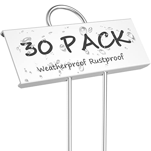 STARTOSTAR 30-Pack Metal Plant Labels, 10.6" Garden Markers Reusable Nursery Tags for Vegetables Herb Flower Seed Greenhouse - color: White 30-pack