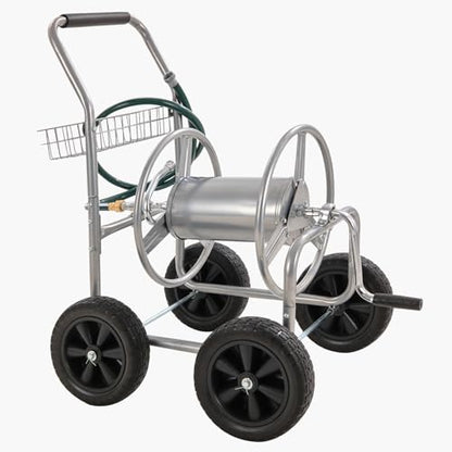 VEVOR Hose Reel Cart, Hold Up to 250 ft of 5/8’’ Hose, Garden Water Hose Carts Mobile Tools with 4 Wheels, Heavy Duty Powder-Coated Steel Outdoor Planting with Storage Basket, for Garden, Yard, Lawn - size: 250 ft