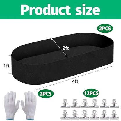 2 Sets 4x2x 1 ft Raised Garden Bed Liner Bag,Plants Grow Bed Fabric Liners - color: Oval