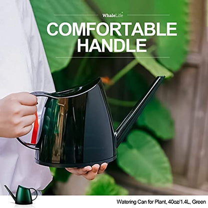 WhaleLife Small Indoor Plant Watering Can - 1.4L Dark Green Long Spout - color: Green