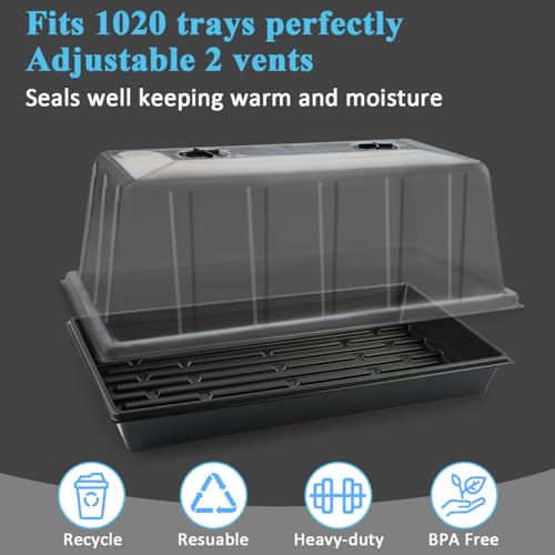 BTPLASTIK 10 Pack 1020 Humidity Domes, 7.3" Tall Clear Seed Tray Cover - color: Clear, size: 10-Pack 7.3" 1020 Domes