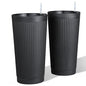 24" Self Watering Tall Black Planters Outdoor Set of 2 - color: Black Round
