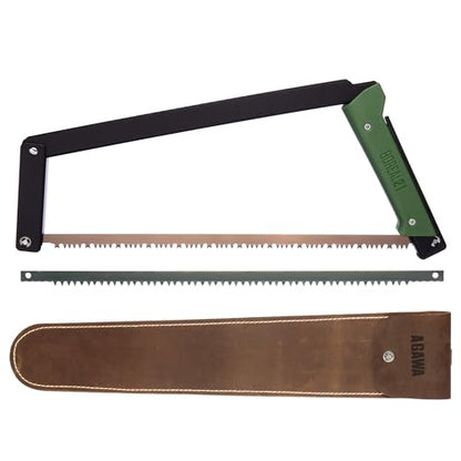 AGAWA - BOREAL21 Backwoods Kit - Includes 21" Folding Saw, Leather Sheath, 21" All-Purpose & 21" Aggressive Saw Blade - For Camping, Hunting & Survival Kit (Black Frame/Green Handle) - size: 21" Inch