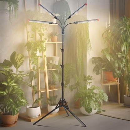 4‑Head Full Spectrum Standing Grow Light for Tall Indoor Plants - size: Stand-4Head-36W