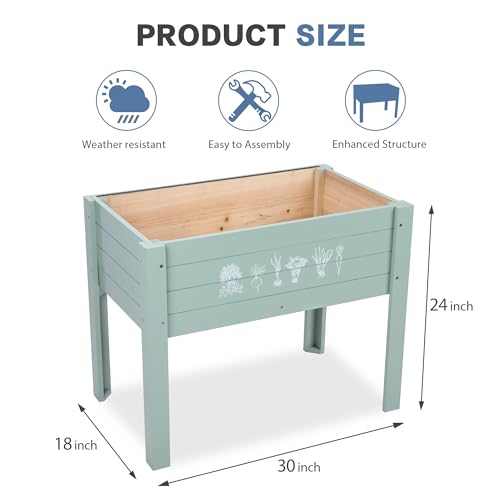 Raised Garden Bed with DIY Chalkboard, 30 x 24 x 18 inch, Green - color: Green
