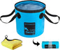Collapsible Bucket 5 Gallon Container Folding Water Bucket Portable Wash Basin 20L - color: Blue