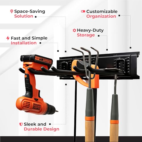 TIDYME Garage Tool Organizer Wall Mount, 48", 3 Racks 6 Hooks, 300 lbs - size: 48" Carbon Steel with 3 Racks & 6 Hooks