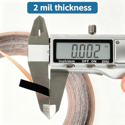 Copper Foil Tape for Stained Glass, Pure Copper, Black Adhesive Backing - color: Black, size: 1/4inch