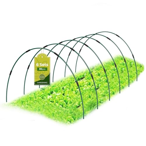 30Pcs Garden Hoops for Raised Beds, 6 Sets of 8.5 FT Long Garden Hoops, Rust-Free Fiberglass Greenhouse Hoops Grow Tunnel for Netting, DIY Plant Support Garden Stakes for Row Cover