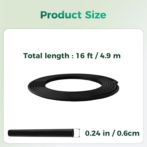 16Ft 1/4 Inch Soft PVC Drip Irrigation Tubing, for Low Pressure System - size: 16FT