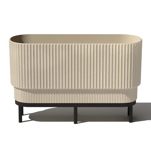Veradek Demi Series Raised Long Planter - Wide Planter with Stand - color: Sand/Black, size: 30 inch