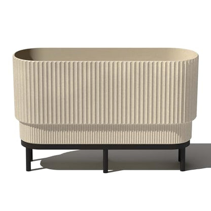 Veradek Demi Series Raised Long Planter - Wide Planter with Stand - color: Sand/Black, size: 30 inch