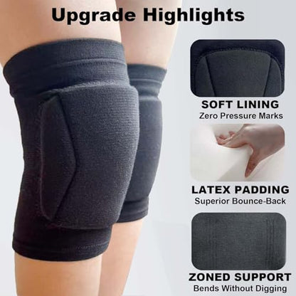 Volleyball Knee Pads for Men Women, Soft Elastic Sleeve, Black M (1 Pair) - size: Medium