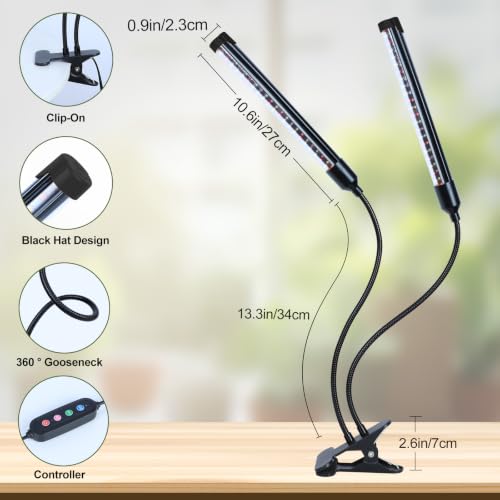 Gamechanger! FECiDA 18W Bright Clip Grow Lights for Seed Starting, Bonsai - size: Clip-2Head-18W