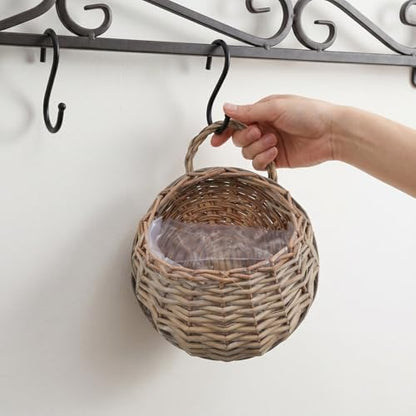 DOITOOL 2 Pcs Rattan Wall Baskets, 18 cm Woven Hanging Planters - color: Light Brown