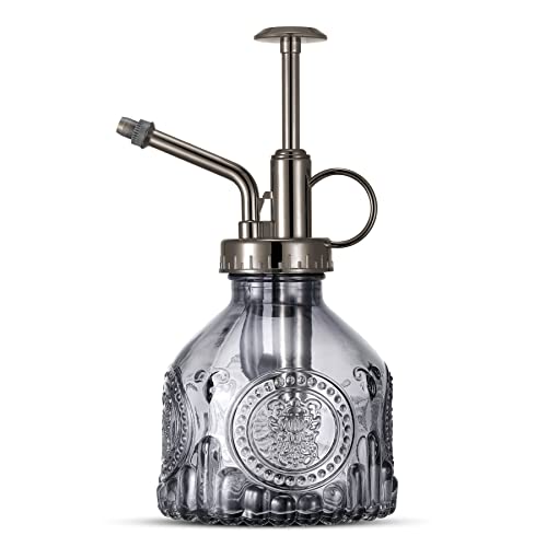 Glass Plant Mister Spray Bottle, Vintage Plant Water Spritzer, Succulent Spray Bottle with Top Pump, Small Glass Sprayer Mister Watering Can for Indoor Outdoor Houseplant - Grey - color: Gray