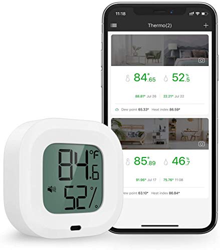 Bluetooth Thermometer Hygrometer, Smart Humidity Temperature Sensor - color: White