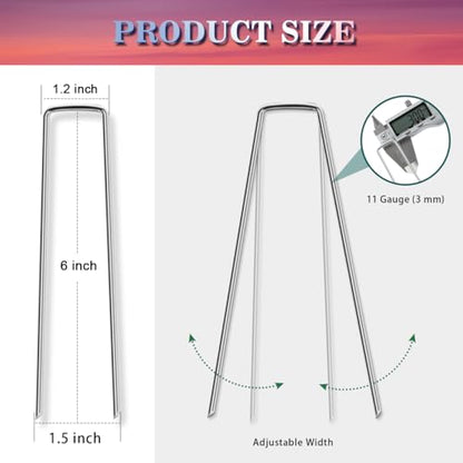 Gtongoko 120 Pack Landscape Staples 6 Inch, Galvanized Garden Stakes - size: 6 Inch