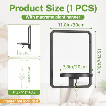 iDavosic.ly Wall Plant Picture Frame Holder with Macrame Hange, Black - color: Black with 1 Hanger, size: Rectangular