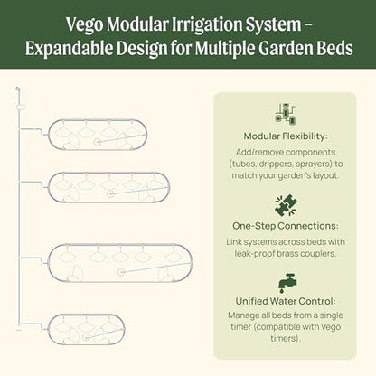 Vego Garden Irrigation Kit - Drip Irrigation System for Raised Garden Beds, Efficient Watering Solution for Vegetables, Flowers, and Plants, Easy DIY Installation (Large) - size: Large