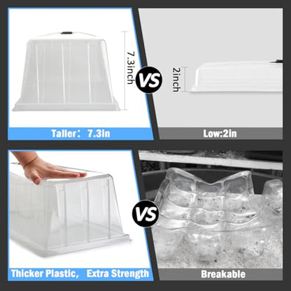 BTPLASTIK 10 Pack 1020 Humidity Domes, 7.3" Tall Clear Seed Tray Cover - color: Clear, size: 10-Pack 7.3" 1020 Domes