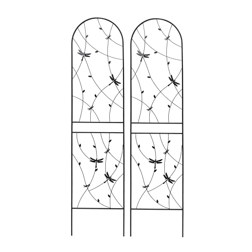 Garden Trellis for Climbing Plants Outdoor, 2-Pack 86" Metal Rustproof - color: Dragonfly-2pacs-Black, size: 86×19.7"