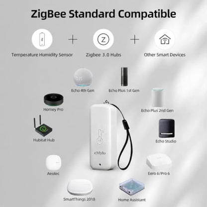 eMylo Zigbee Temperature Humidity Sensor-3 Pack, IP65 Waterproof