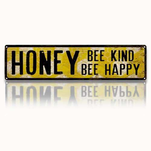 Honey Metal Tin Sign, Vintage Bee Decor, Rustic Farmhouse Wall Art, for Garden Yard Fence Porch Door, Indoor Outdoor Garden Decoration, Ideal for Bee Lovers, 15.7 x 3.9 Inches - color: Garden 20
