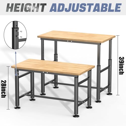 WALMANN Heavy Duty Adjustable Height Workbench 42" x 20" - size: 42 in x 20 in