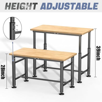 WALMANN Heavy Duty Adjustable Height Workbench 42" x 20" - size: 42 in x 20 in