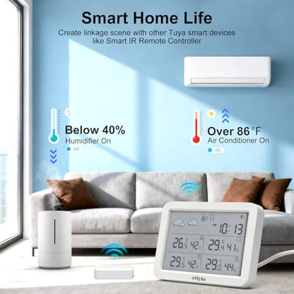 eMylo WiFi Indoor Outdoor Thermometer Hygrometer with 3 Remote Sensors